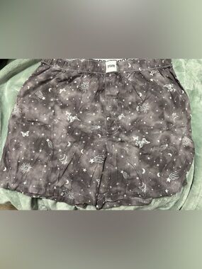 PINK Moon & Stars Lounge Shorts - Grey with White Print
